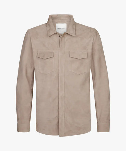 OVERSHIRT GOAT SUEDE TAUPE