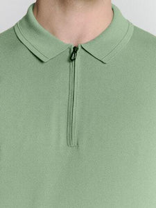 Pullover Short Sleeve Polo Zip Soli